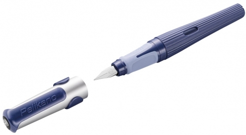 Stilou Structure, penita M, grip ergonomic, pentru dreptaci, 1 patron mare albastru inclus, culoare albastru, in cutie de carton, Pelikan 
